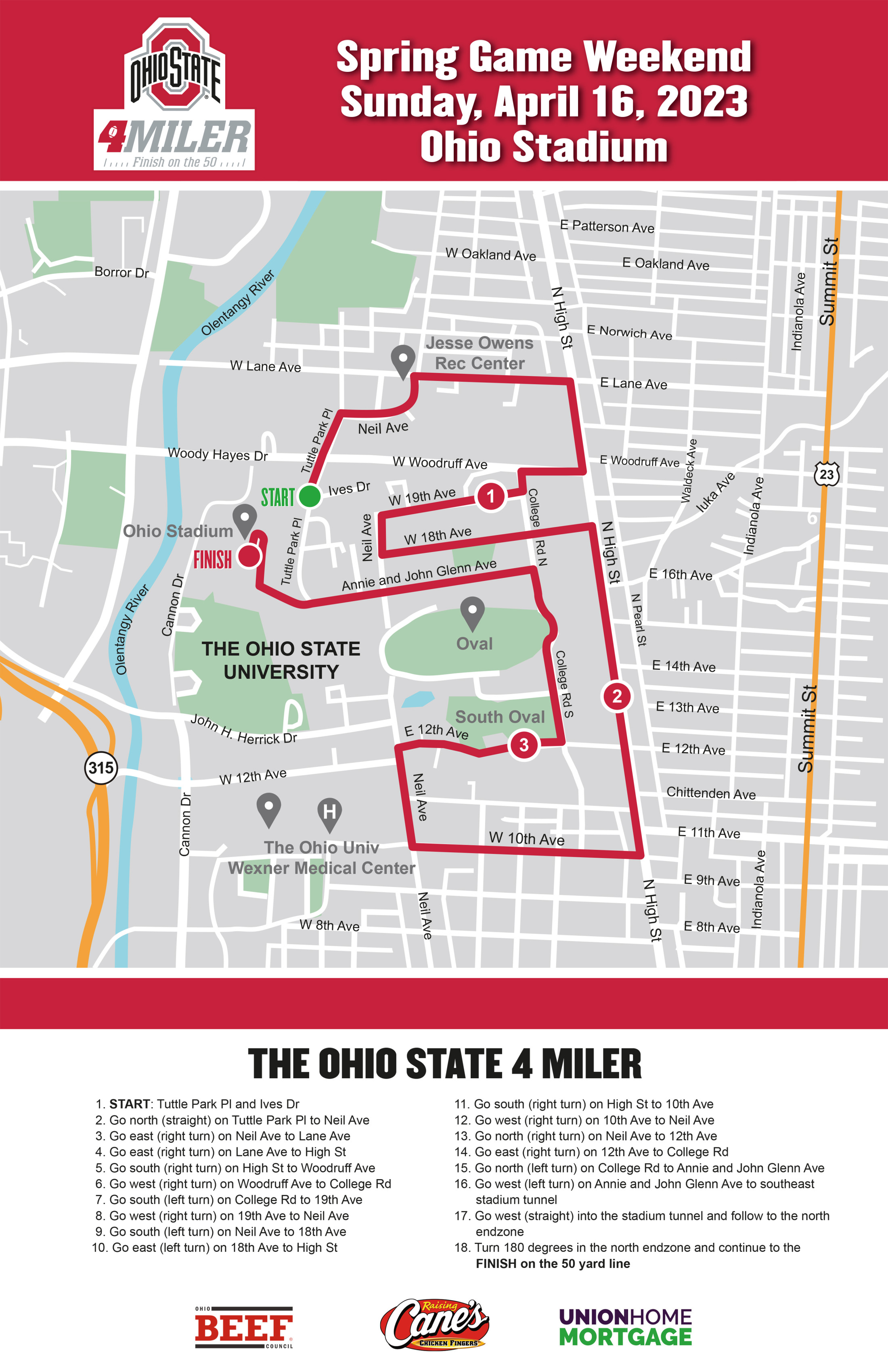 Course Map » The Ohio State 4 Miler
